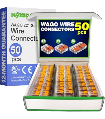 WAGO Lever-Nut Assortment – 10x 2-Port, 10x 3-Port, 5x 5-Port Connectors For 12-24 AWG Wire 2 thumbnail image
