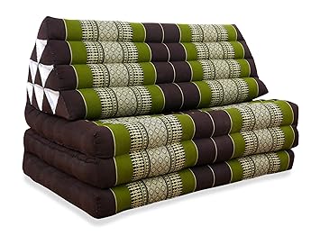 livasia Kapok Thaikissen/Dreieckskissen im extra breiten 80cm XXL - Jumbo Liegekissen Format. Großer, asiatischer Sitzsack fü