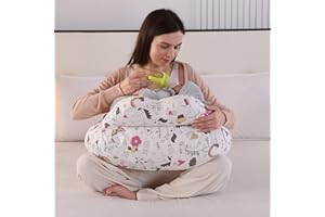 BABYLIAN Nursing Pillow for Breastfeeding,Ergonomic Baby Feeding Pillows with Removable Washable Cotton Slipcover, Adjustable Waist Strap,Plus Size,More Support for Mom and Baby(Unicorn)