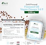 Nu U Nutrition Flaxseed Oil 2000mg 180 Softgels Vegan Omegas 3 6 9 view 5