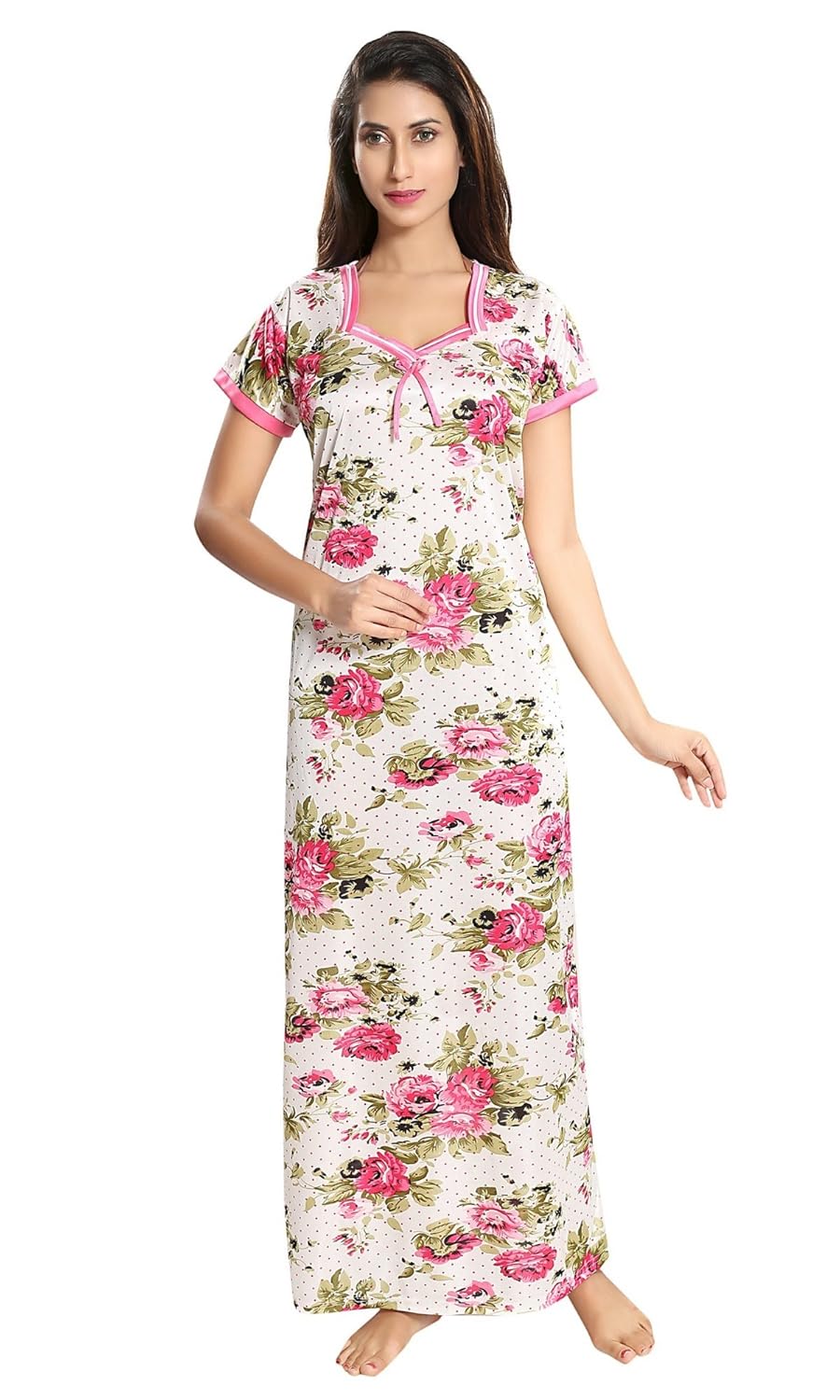 two dots girls & women's night gown with floral print