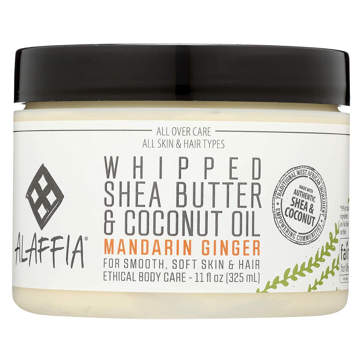 Alaffia Whipped Shea Butter & Coconut Oil Mandarin Ginger, 11 Ounce