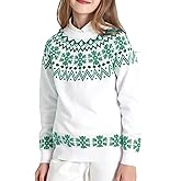 BOBOYOYO Girls Sweaters 100% Cotton Kids Sweater Holiday Teen Winter Pullover Crew Neck Long Sleeve Knit Top