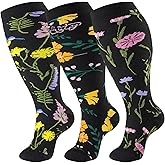 cerpite Plus Size Compression Socks Wide Calf for Women & Men 20-30 mmhg-Extra Wide Calf Knee High Support Socks for Nurse