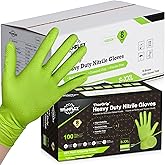 TitanFlex Heavy Duty Industrial Nitrile Gloves with Raised Diamond Texture, 8-mil, Latex Free (Green/Dark Green/Yellow)