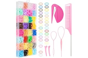2500 Pcs Small Hair Elastics Kids Set, 32 Color Baby Hair Ties and Girls Hair Accessories with Organizer Box, Soft Elastique 