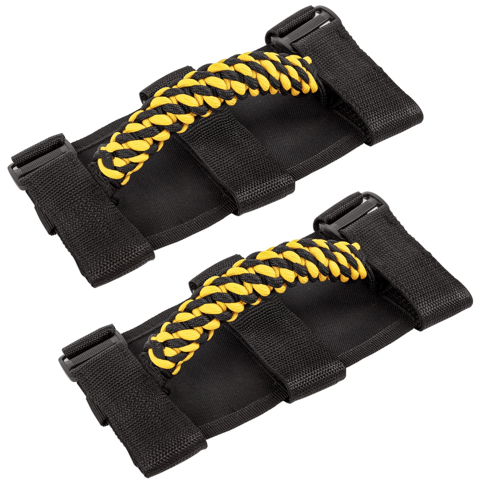 Photo 1 of Savadicar 2 x Roll Bar Grab Handles, Circular Weave Grip Handle Compatible with 1955-2023 Jeep Wrangler CJ YJ TJ JK JKU JL JLU & Gladiator JT, Interior Accessories, Yellow, 2PCs