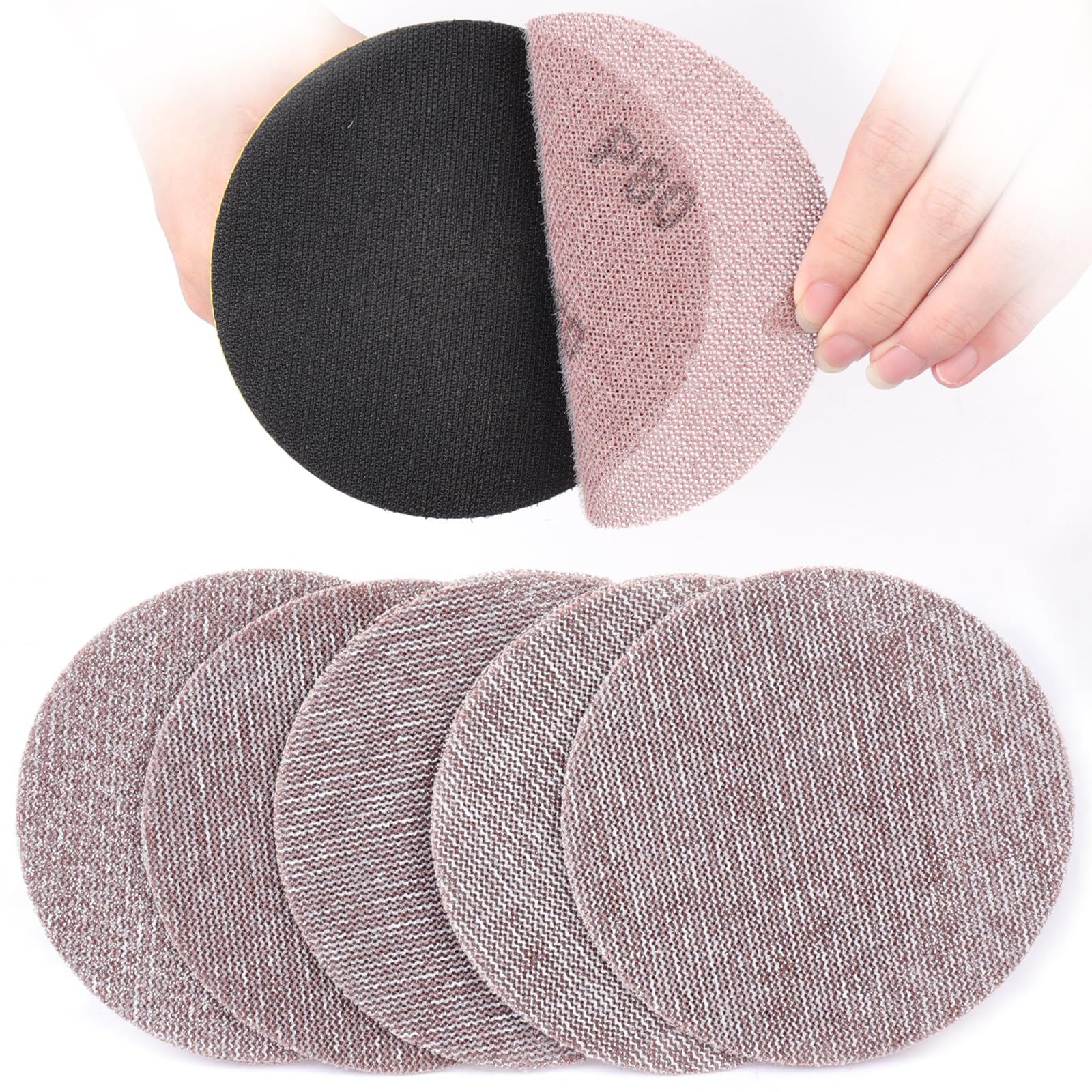 Sruhrak 125mm Mesh Sanding Discs, 50 PCS Net Sandpaper 80 Grit Hook and Loop Sanding Pads for Drywall Sander Efficient Dust Removal Random Orbital Sander Polishing