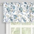 Inselnwald Watercolor Floral Valance - Navy Blue Thermal Insulated Window Valance, 52x14 Inch, Rod Pocket - View #8