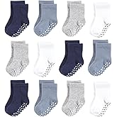 Hudson Baby Infant Boy Cotton Rich Newborn and Terry Socks, Blue Gray Basic, 6-12 Months