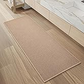 PADOOR Non-Slip Bath-Mats for Bathroom, Rubber-Backing Braided Absorbent Bathroom Mat Machine Washable Thin Bathroom Rugs Fit Under Door Quick Dry Bath Rugs for Floor, 24''x47'' Beige