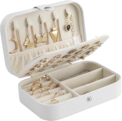 CNMTCCO Jewellery Box Small Travel Organizer PU Leather White