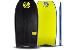 BZ Bodyboards. 45” Big Bruddah Body Board for Beach. HDPE Slick Bottom for Speed, VFS Double Stringers, Crescent Tail. for Big & Tall Riders