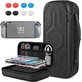 FANPL Case Bundle for Nintendo Switch 2 Accessories, Portable Hard Carrying Cover with TPU Soft Diamond Protective Skin, Screen Protector, 8 Thumb Grips