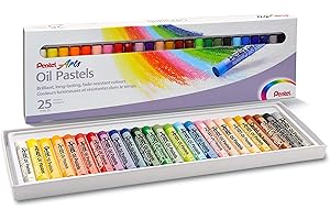 Pentel Arts Oil Pastels, Assorted colours, 1 pack of 25 sticks