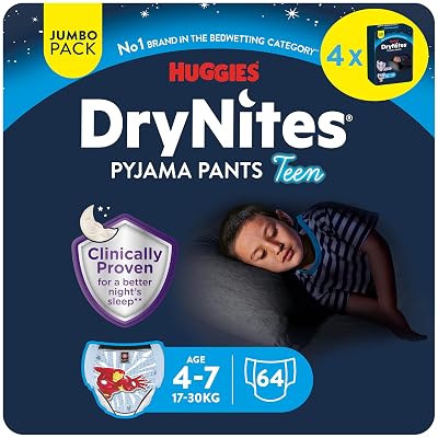DryNites Nachtwindeln Jungen, 4-7 Jahre, 64 Stück, Pyjama Pants