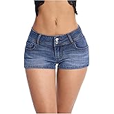 Verdusa Women's Low Rise Jean Micro Shorts Bottoms Streetwear Stretchy Y2k Denim Jorts
