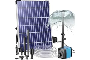 POPOSOAP 10W Solar Water Fountain Pump, Solar Powered Water Pump with 120GPH Fountain Pump, 4 Sprayers, 16.4ft Cable, 6.6ft Tubing for Outdoor Pond,Bird Bath,Fish Tank and Garden Water Features