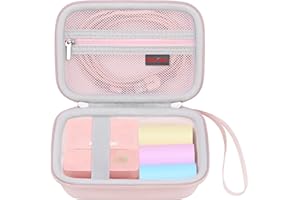 Elonbo Carrying Case for TYPONOS/ETIKEZ Sticker Printer, PM290 Portable Mini Printer, Inkless Bluetooth Label Maker Machine Travel Bag, Thermal Photo Printer Storage Holder, Pocket Fits Paper, Pink