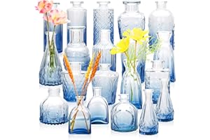 Brajttt Glass Bud Vase Set of 18,Small Glass Vintage Vases for Flowers,Navy Blue Bud Vases in Bulk for Rustic Wedding Decor,Table Centerpieces,Decor Centerpiece for Bathroom