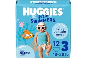 Huggies Little Swimmers Disposable Swim Diapers, Swimpants, Size 3 Small (16-26 lb.), 12 Ct. (Packaging May Vary)