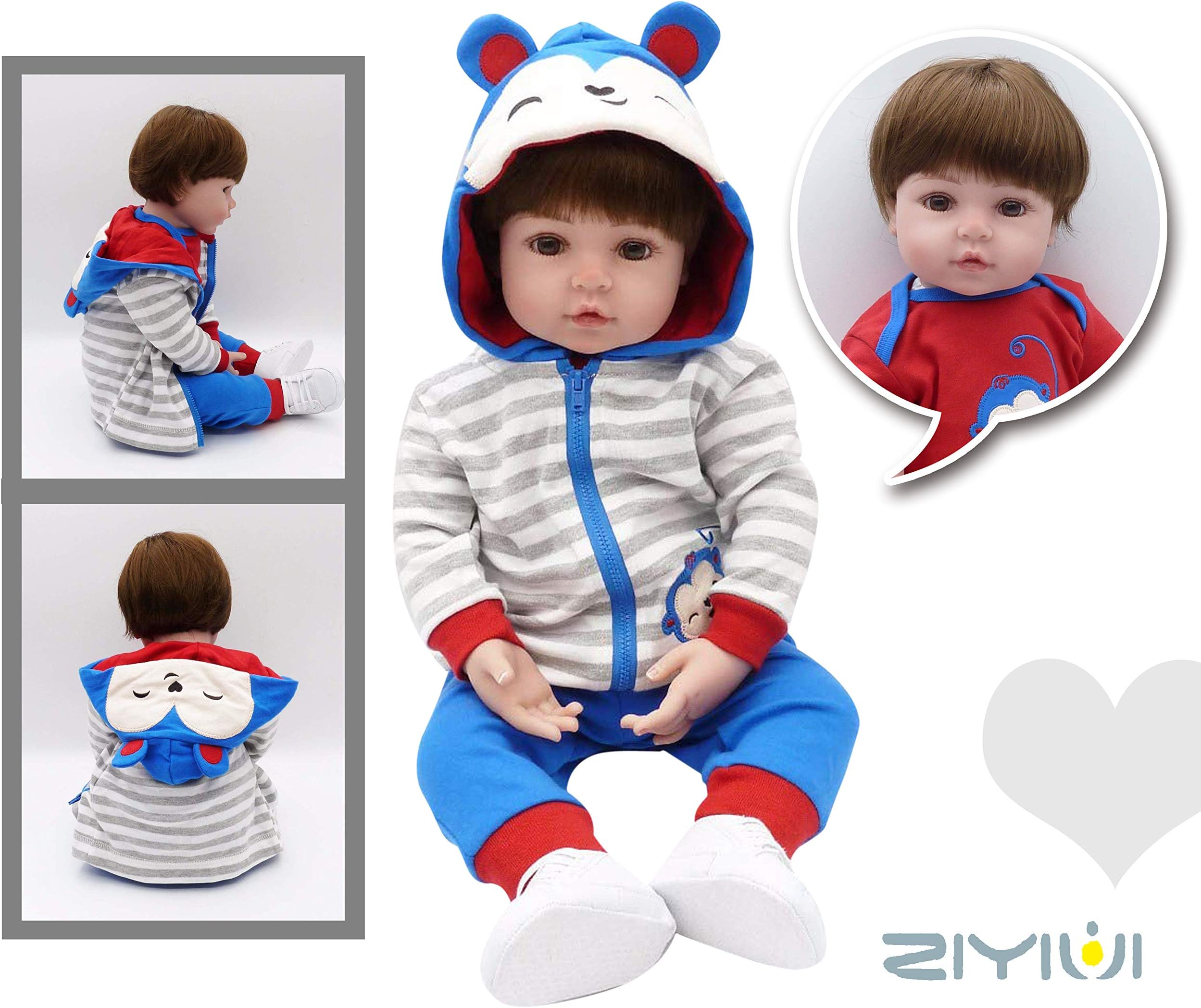 HRYEOY 22"/55cm Reborn Baby Dolls soft Silicone Vinyl Lifelike Newborn Toy Realistic Baby Doll Handmade Open Eyes Reborn Toy Rebirth Baby Doll Birthday Xmas Gift