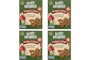 Maine Crisp Savory Fig & Thyme Crisps, 4 Pack, Vegan Gluten Free Crackers - Snack Crackers, Grain Free, Dairy Free, Non-GMO - Sweet & Savory Flavor, For Cheese Boards, Salad Toppings & Jams