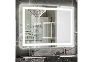 VooBang LED Bathroom Mirror 32 x 48 inches - 3 Adjustable Lighting Modes Lighted Smart Bathroom Vanity Mirror, Anti-Fog, Memory Function, Tempered Glass, Wall Mounted Horizontally Vertically