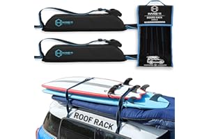 Hang 11 Surfboard Roof Rack - Soft Padded Surfboard Rack for Car, No-Scratch Buckles, Fits Most Vehicles Without Crossbars, E