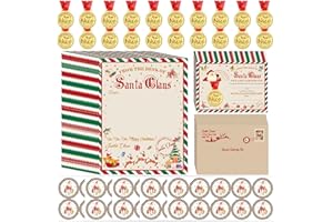 PARTY GREETING 20 Sets Christmas Official Letter and Certificate from Santa Claus Nice List Medal Awards with Red Ribbon Envelopes Stickers Christmas Nice List Certificate for Kids Family Xmas Holiday Party Favor