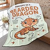 Bearded Dragon Throw Blanket,Cute Reptiles Gifts,Anatomy of Bearded Dragon Throws,Soft Cozy Lightweight Flannel Quilts for Bedroom Bed Sofa Chair Decoraiton 50 x 40in for Kids
