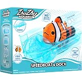 John Adams Zhu Zhu Pets | Zhu Zhu Aquarium Speedboat and Dock Playset | Electronic Pets | Ages 4+, Blue, 11547