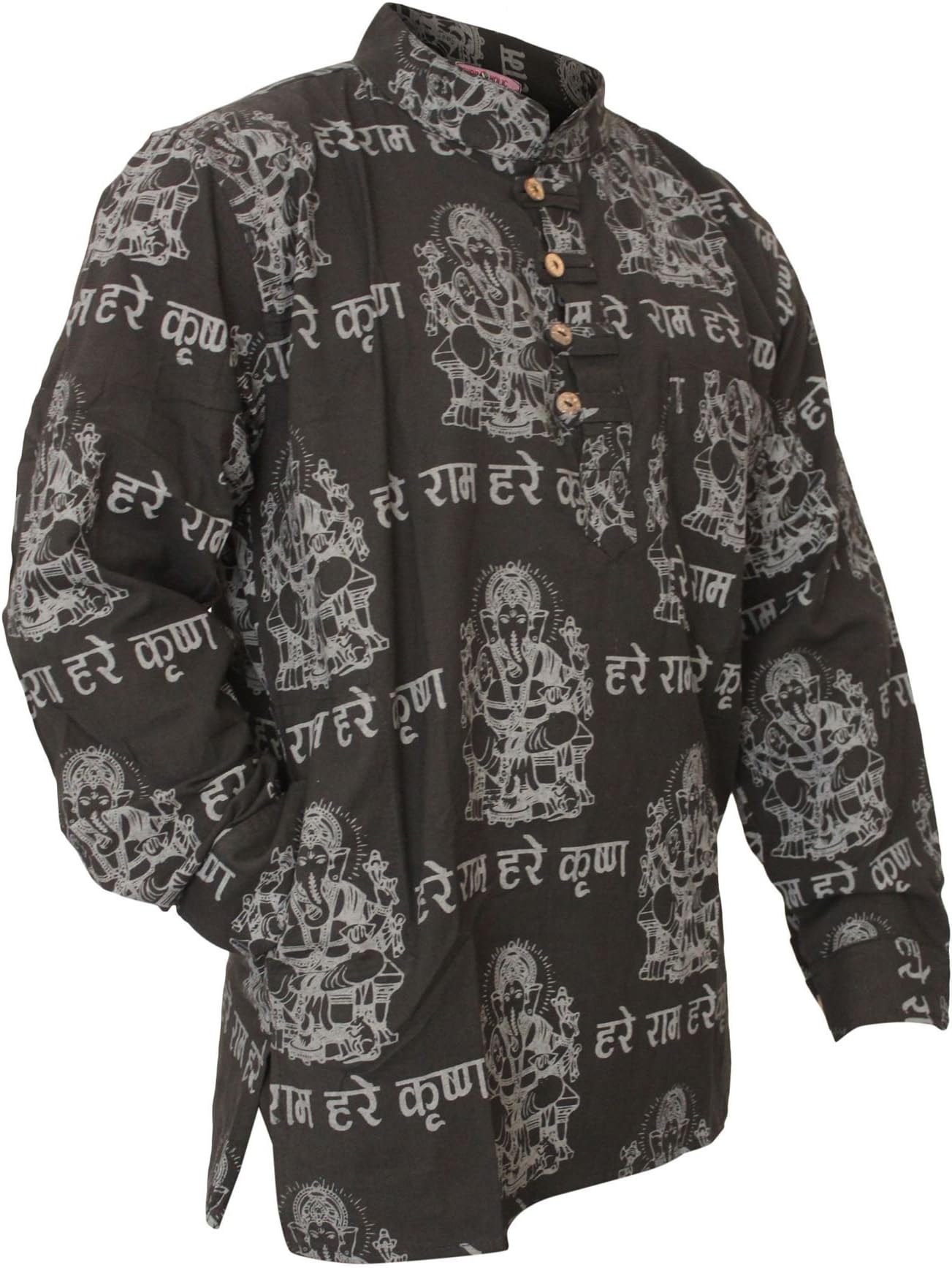 SHOPOHOLIC FASHION Mens Light Weight Festive Hippie Shirt (3XL,Black)