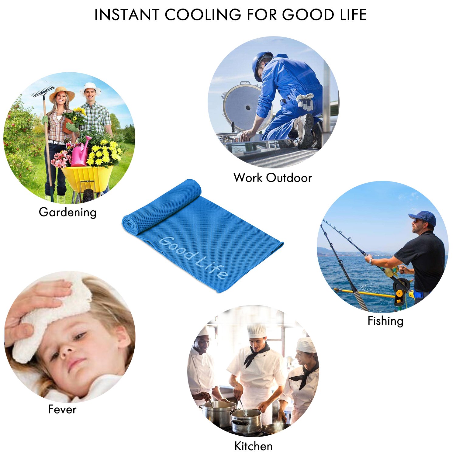 Evaporative Cooling Towel for Runners, Joggers, Athletes, Golfer, Workers, Farmer and Gardener Blue 16x40 Inch