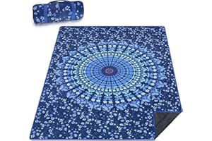Wruzbxcn Picnic Blanket Waterproof Picnic Beach Blanket Waterproof Sandproof Foldable Portable Travel Large Mandala Style Picnic Blanket for Outdoor Camping,Beaches,Parks -Mandala 80" X 60"