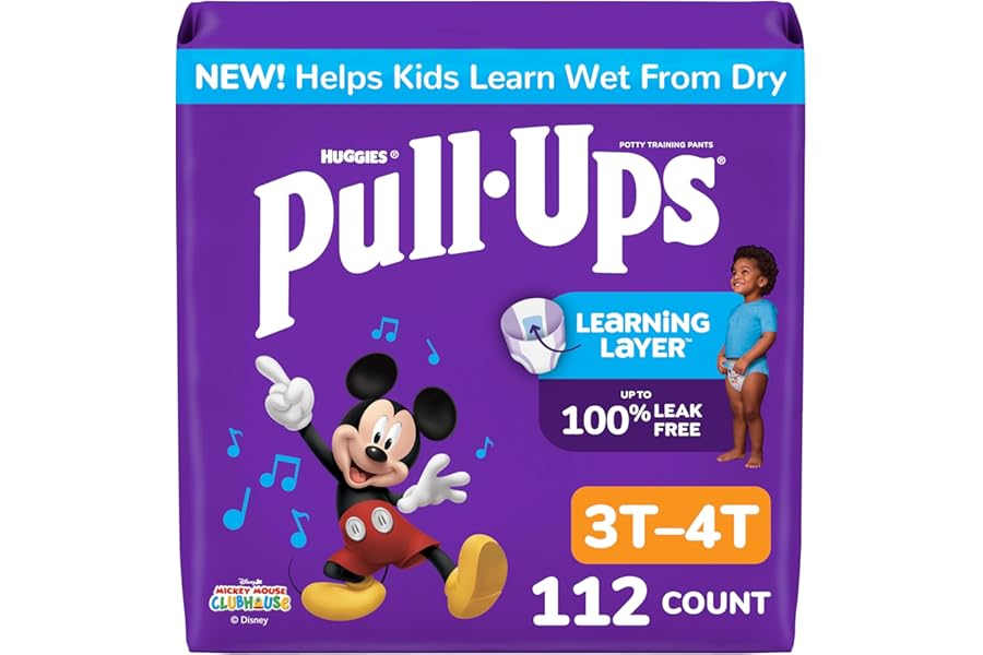 Pull-Ups Boys' Potty Training Pants, Size 3T-4T Training Underwear (32-40 lbs), 112 Count