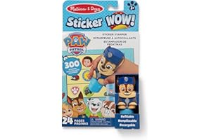Melissa & Doug Sticker Wow!™ 24-Page Activity Pad and Sticker Stamper, 300 Stickers, Arts and Crafts Fidget Toy Collectible Character – PAW Patrol Chase - FSC Certified