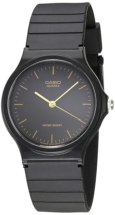 Casio MQ24–1E Herren-Armbanduhr, Schwarz, Kunstharz, Quarzuhr mit schwarzem Zifferblatt