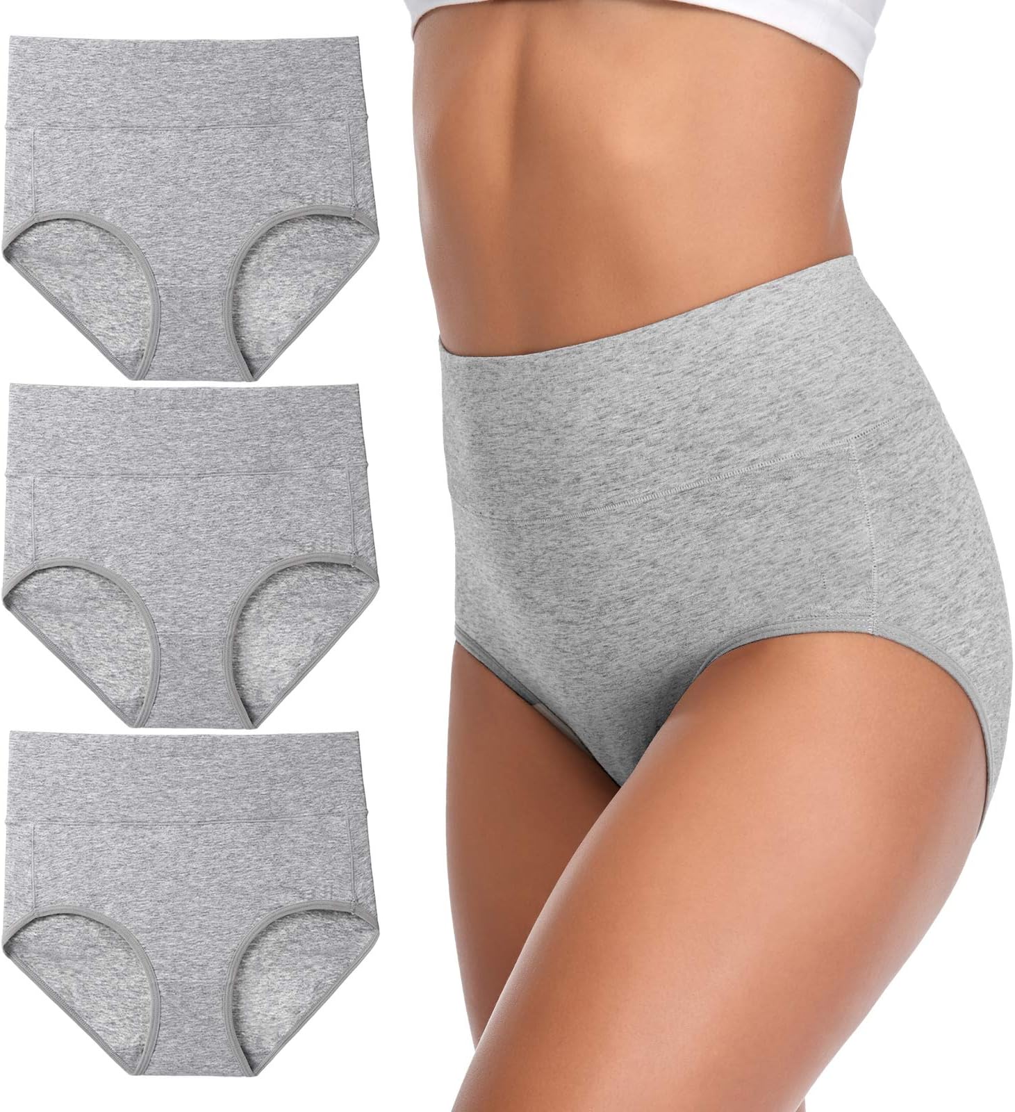 Annenmy Women's High Waist Cotton Underwear Soft Brief Panties Regular and Plus Size