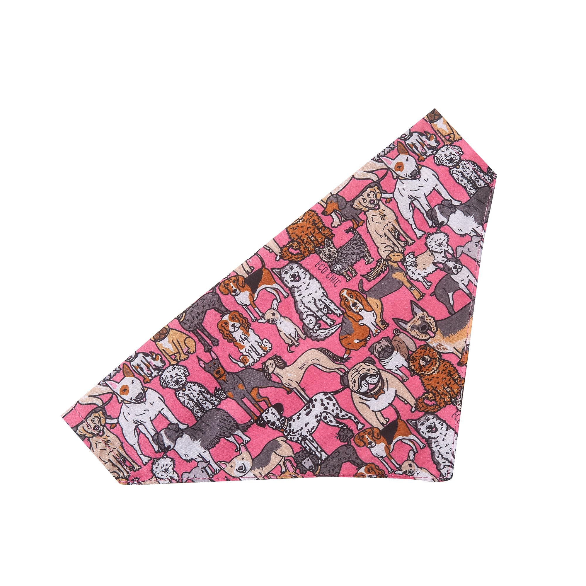 Eco Chic Recycled Dog Bandana 1PCS Washable Triangle Scarf for Pets Dogs and Cats (Dogs Pink)