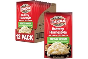 Idahoan Reduced Sodium Mashed Potatoes, Buttery Homestyle, 4 Ounce (Pack of 12)