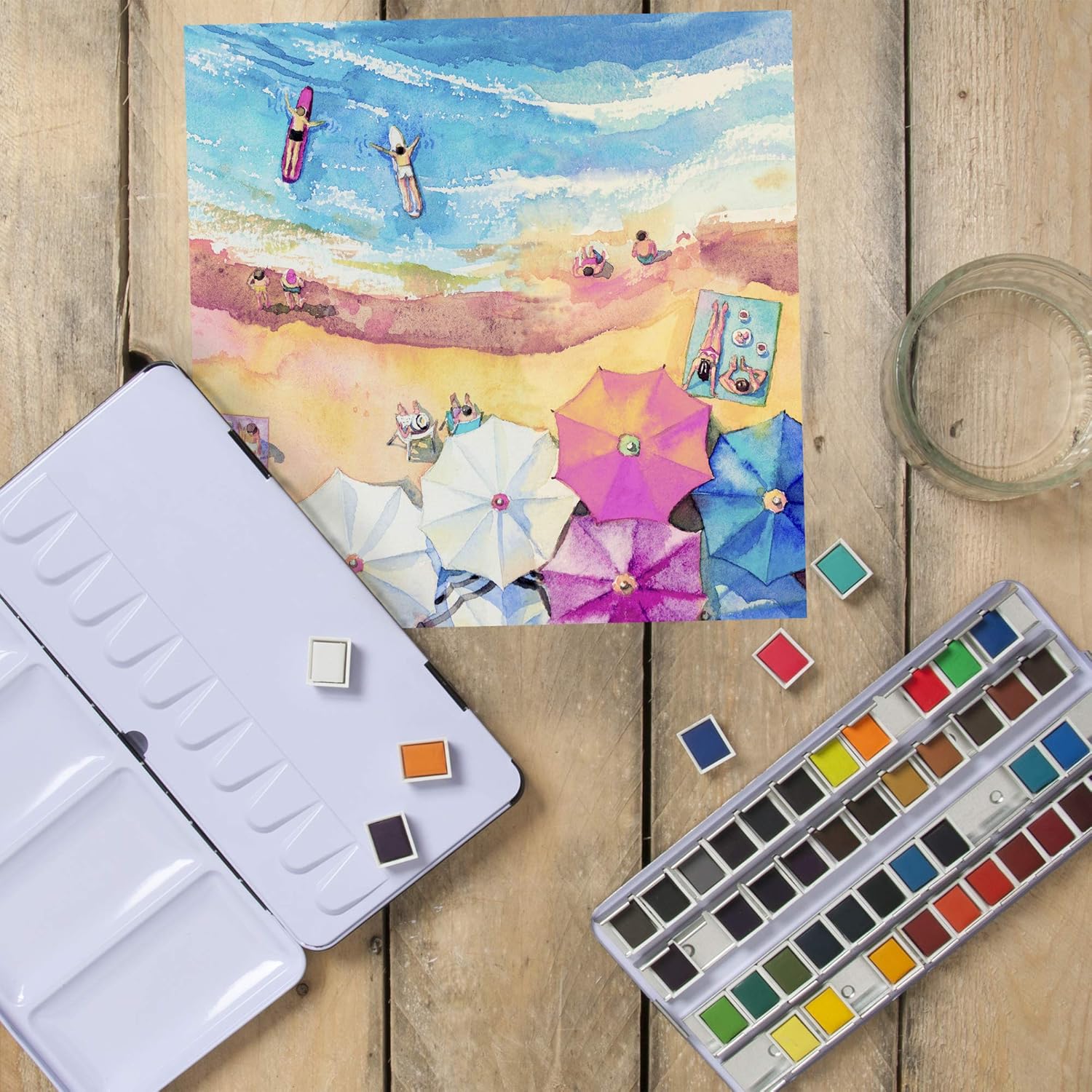 48 Half Pan Watercolour Paint Set, Premium Assorted Vibrant Colour Paints - Image 5