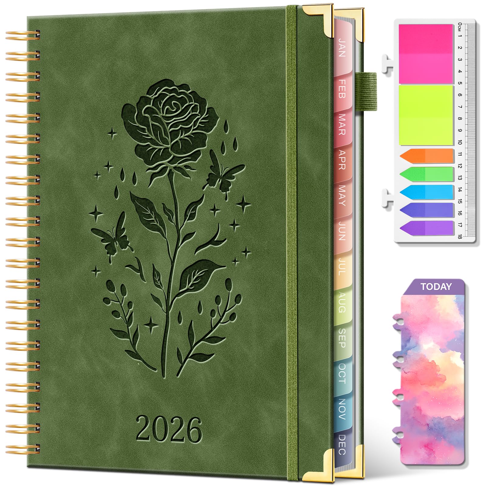 Photo 1 of 2026 Planner Hardcover Weekly & Monthly Calendar Planner for Women Jan 2026 - Dec 2026 8.5" x 11" Daily Agenda Book with Tabs Spiral Bound Inner Pocket Perfect for School Office