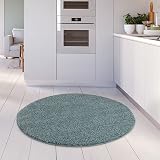 THE RUGS Round 120cm Duckegg Blue Shaggy Living Room Rug view 2