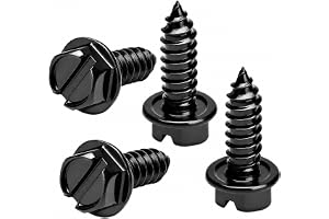 OttoSpeed Rustproof License Plate Screws (4-Pack, Black-Slotted) | Premium Stainless Steel, For US Domestic Vehicles & Select Imports, Fits Plate Mounts with Nylon or Plastic Inserts
