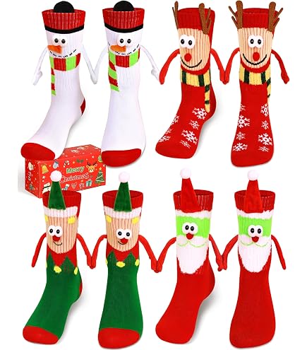 Amazon.com: Itscolofy 4 Pairs Funny Christmas Socks, Magnetic Hand