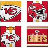 FOCO NFL Official Game Day 4-Pack Beverage Drink Stone Coaster Set (Kansas City Chiefs)