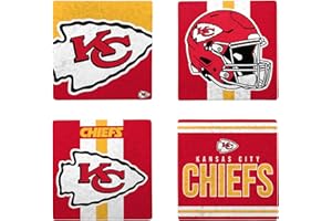 FOCO NFL Official Game Day 4-Pack Beverage Drink Stone Coaster Set (Kansas City Chiefs)