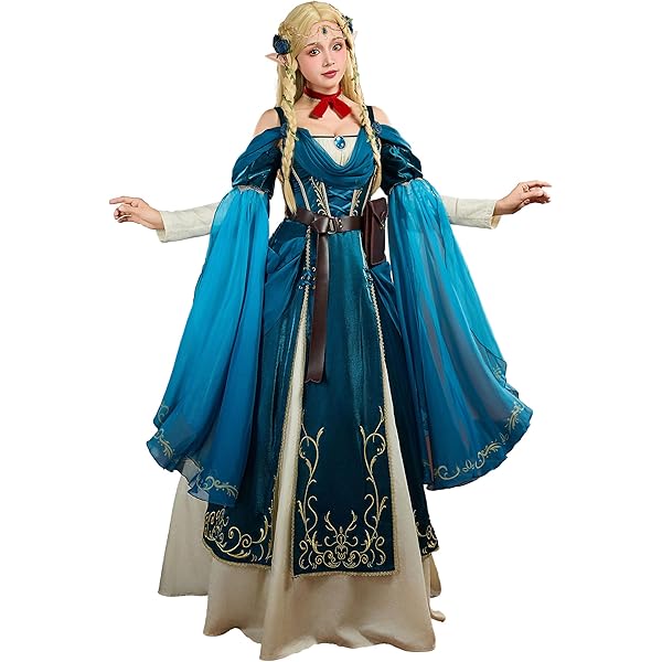 Amazon.com: miccostumes Women's Costume Elf Cosplay Luxurious Blue Dress  Shawl with Pants and Bags (S) : Clothing, Shoes & Jewelry