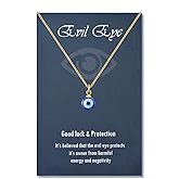 PPJew Evil Eye Necklace Chain Blue Eyes Amulet Pendant Necklace Ojo Turco Kabbalah Protection Adjustable Delicate Jewelry Gift for Women(Silver/Gold)